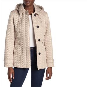 kate spade water-resistant quilted moto jacket Tan size Small